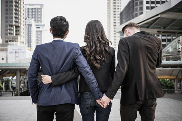business people threesome infidelity